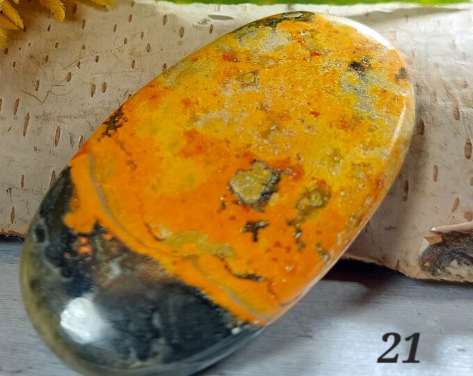 Bumble Bee Jasper or Eclipse Cabochon, Oval Shaped, Wire Wrapping, Weaving, Use as Pendant, Premium Grade Purpurite, Gift for Her, GA21