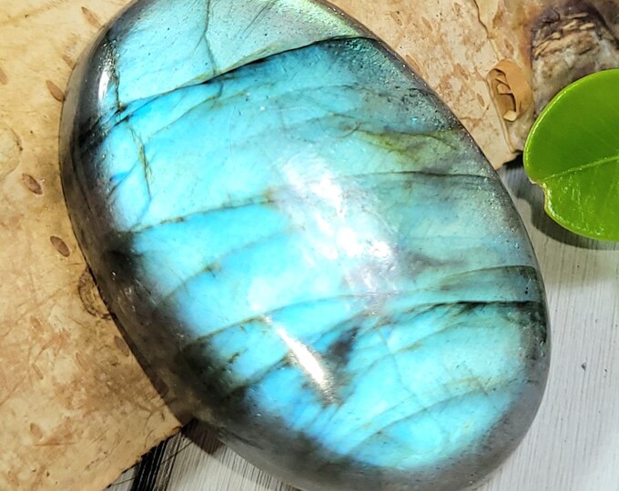Natural Bluish Green Flash Labradorite Oval Cabochon 60ct 12 Grams 36mm x 24mm Wire Wrapping, Weaving or Pendant, Collector CB28