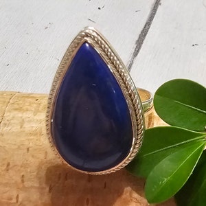 Lazuli Blue Lapis Ring, Lapis Sterling Silver Ring Size 9 Gift for Her, Handmade Ring, Statement Ring FV25
