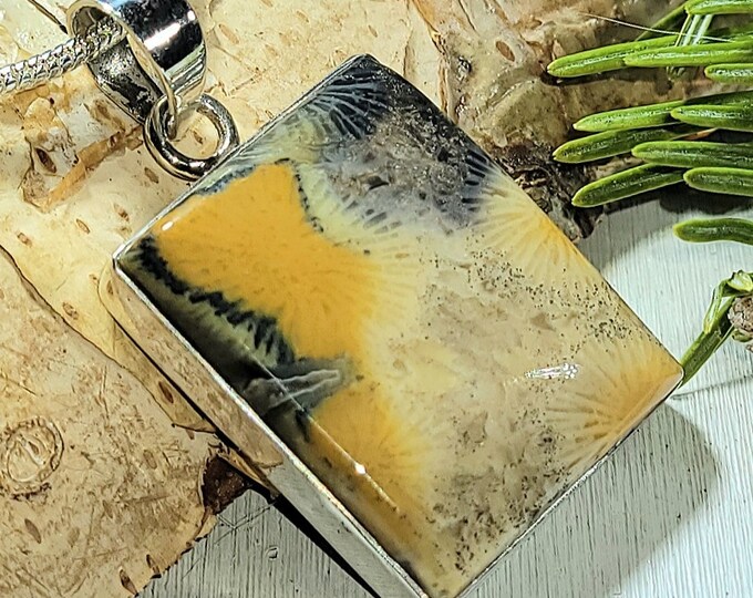 Fossil Coral Pendant, Fossil Coral Sterling Silver Pendant, Statement Fossil Coral Pendant, Gift for Her, Handmade Pendant, AK28