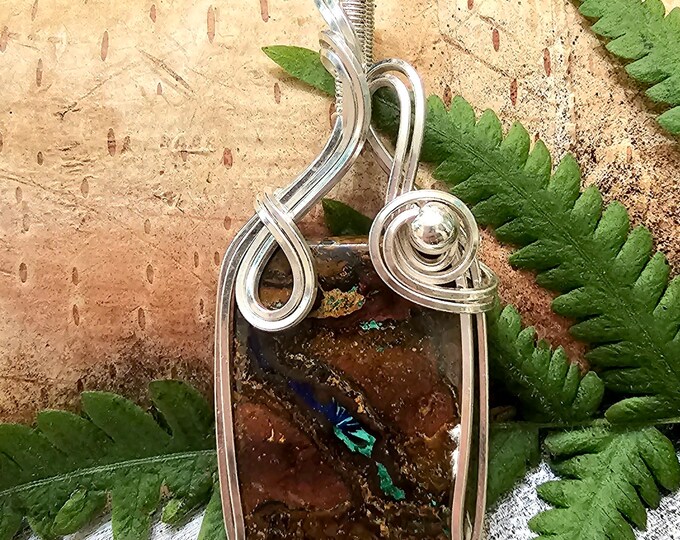 Zarinite Sterling Silver Pendant, Zarinite Sterling Silver Wire Wrapped Pendant, Statement Pendant, Gift for Her, Handmade Pendant, FS03