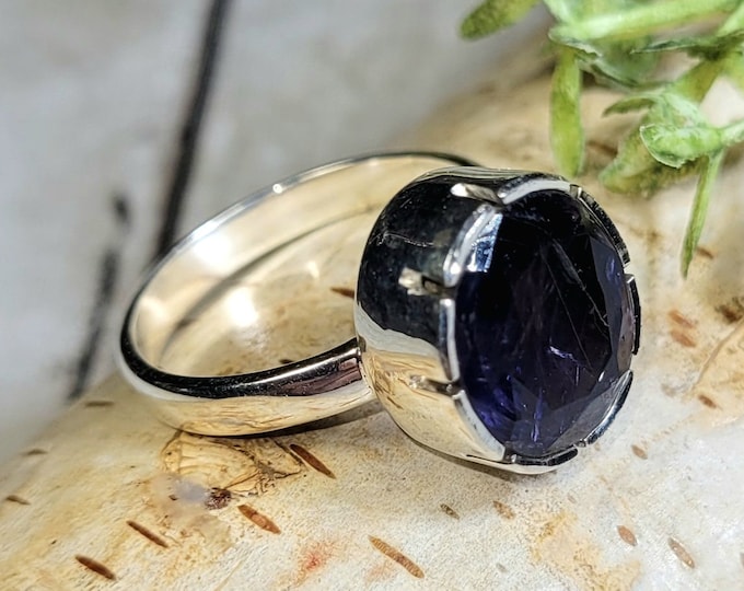 Iolite Ring, Iolite Sterling Silver Ring Size 5.75, Handmade Iolite Sterling Silver Ring, Statement Iolite Ring, Gift for Her, HG