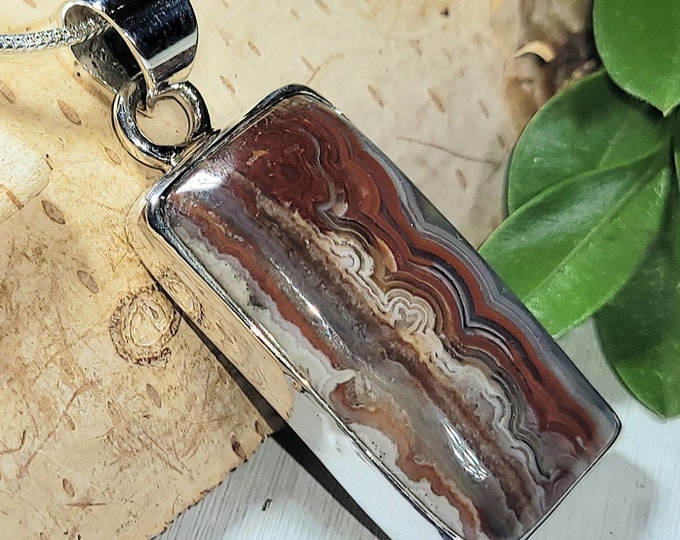 Natural High Grade Crazy Lace Agate Handmade .925 Sterling Silver Pendant 1 1/2" x 5/8" 7 Grams AP24