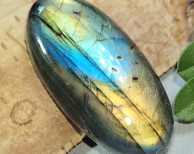 Natural Multi Flash Labradorite Oval Cabochon 40ct 8 Grams 33mm x 16mm Wire Wrapping, Weaving or Pendant, Collector CH30