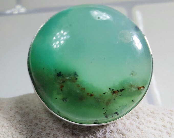 Aquaprase Ring, Aqua Chalcedony Sterling Silver Ring, Aquaprase Sterling Silver Ring, Handmade Ring Size 8 1/2, Gift for Her, GV