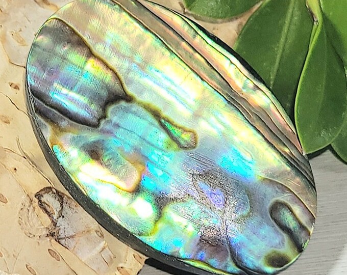 Natural Multi-Color Abalone Shell Oval Cabochon 35ct 31mm x 20mm Wire Wrapping, Weaving, Pendant ET33