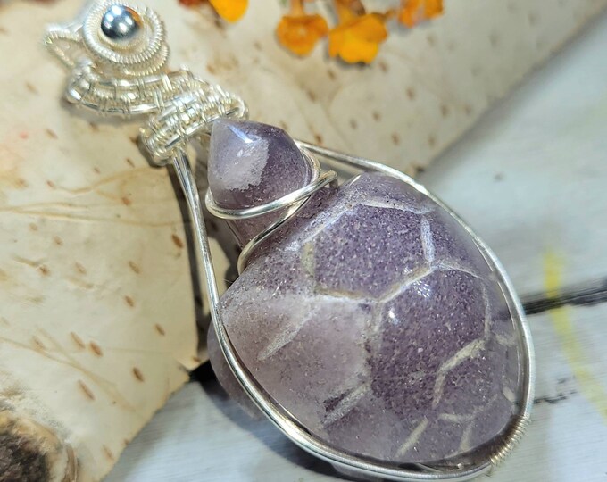 Natural Premium Turtle Agate Pendant,  Wire Wrapped .925 Silver Pendant, Sterling Silver Wire Wrapped pendants, Handmade Stone Jewelry DB09