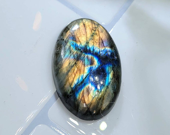 Natural High Grade Multi Color Labradorite Oval Cabochon 60ct 12 Grams 38mm x 24mm Wire Wrapping, Weaving or Pendant, Collector CZ50