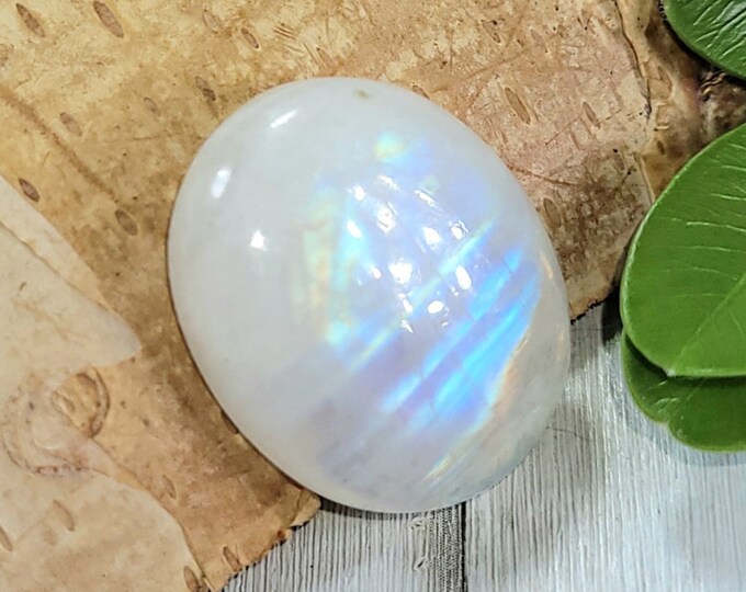 Natural AAA Multi Flash Rainbow Moonstone Oval 15Ct Cabochon Wire Wrapping, Weaving, or Pendant 19mm x 15mm Gift for Her, Collector CJ38