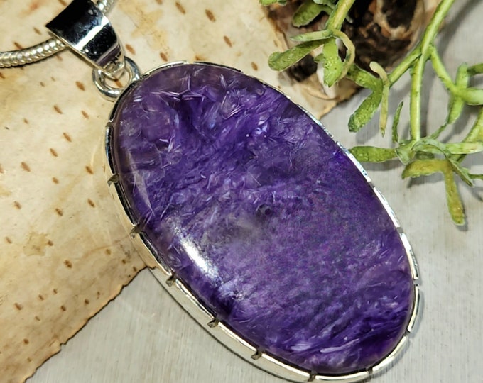 Charoite Pendant, Charoite Sterling Silver Pendant, Premium Grade Charoite Pendant, Statement Pendant, Gift for Her, Handmade Pendant, HG08