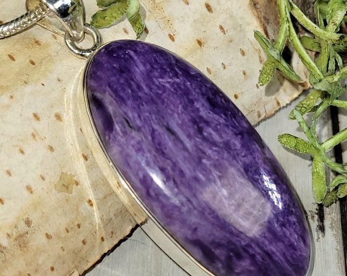 Charoite Pendant, Charoite Sterling Silver Pendant, Premium Grade Charoite Pendant, Statement Pendant, Gift for Her, Handmade Pendant, HA33