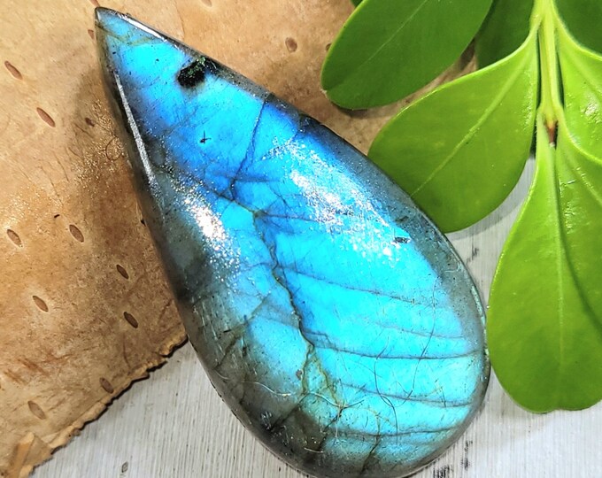 Natural Premium Grade Multi Flash Labradorite Pear Shaped Cabochons 31.50ct 1 Stone Wire Wrapping, Weaving, Pendant or Ring FP26
