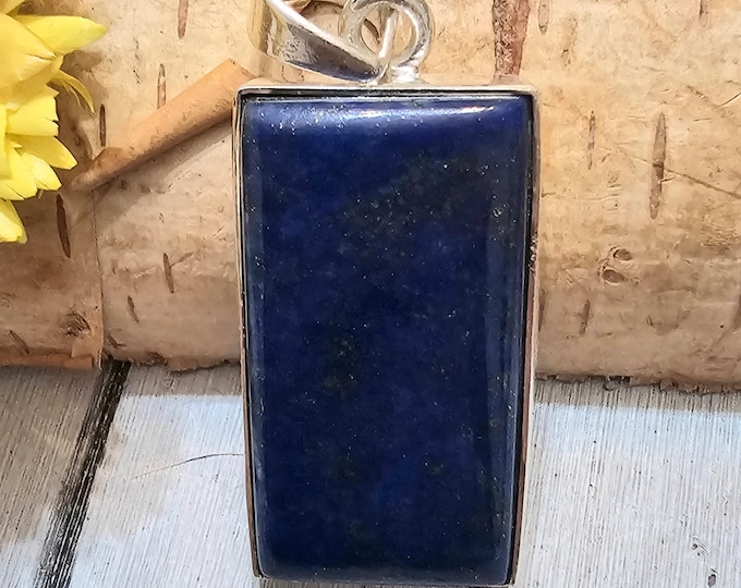 Lapis Lazuli Pendant, Lapis Sterling Silver Pendant, Handmade Pendant, Gift for Her, Statement Pendant, FV19