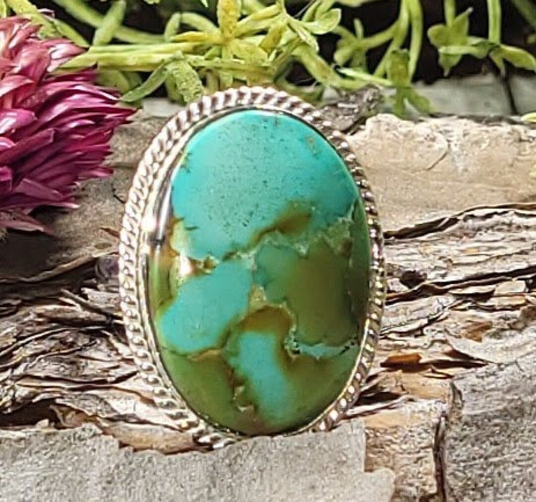 Tibetan Turquoise Sterling Silver Ring, Turquoise Boho Ring, Statement ...