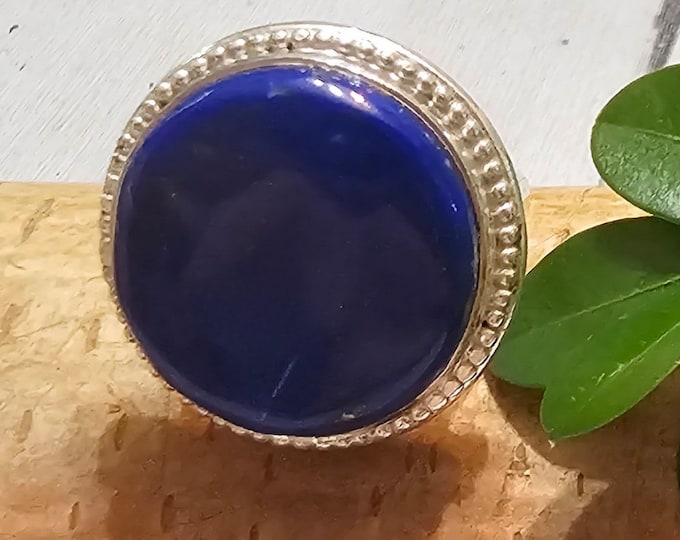 Lazuli Blue Lapis Ring, Lapis Sterling Silver Ring Size 6 Gift for Her, Handmade Ring, Statement Ring FV18