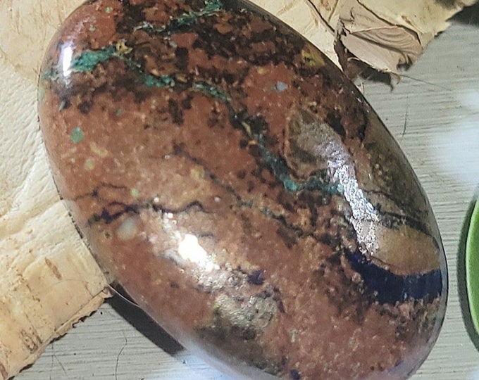 Natural Rare Russian Zarinite Oval Cabochon 15ct 25mm x 16mm Wire Wrapping, Weaving, Pendant EV05