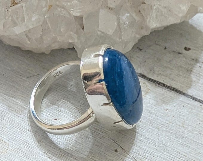 Handmade Pear Apatite .925 Sterling Silver Ring - Size 5 1/2