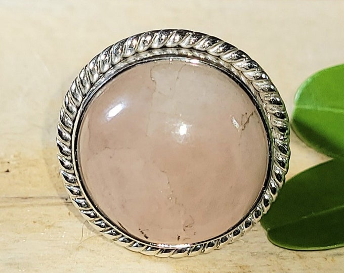 Natural Top Choice Morganite .925 Sterling Silver Ring Size 6.5 8 Grams 7/8" EL04