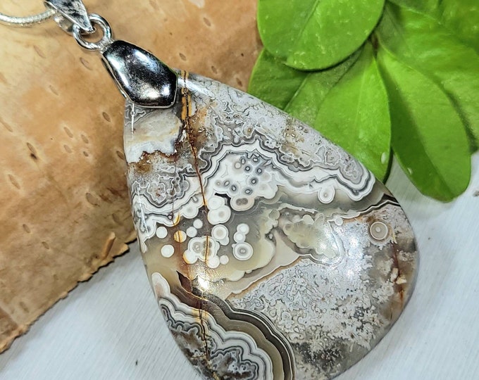 Crazy Lace Agate Pendant, Crazy Lace Agate Sterling Silver Pendant, Agate Pendant. Statement Pendant, Handmade Pendant, FC03