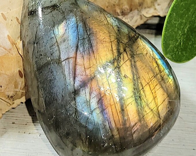 Natural Multi Flash Labradorite Pear Cabochon 40ct 29mm x 21mm Wire Wrapping, Weaving or Pendant, Collector EW23