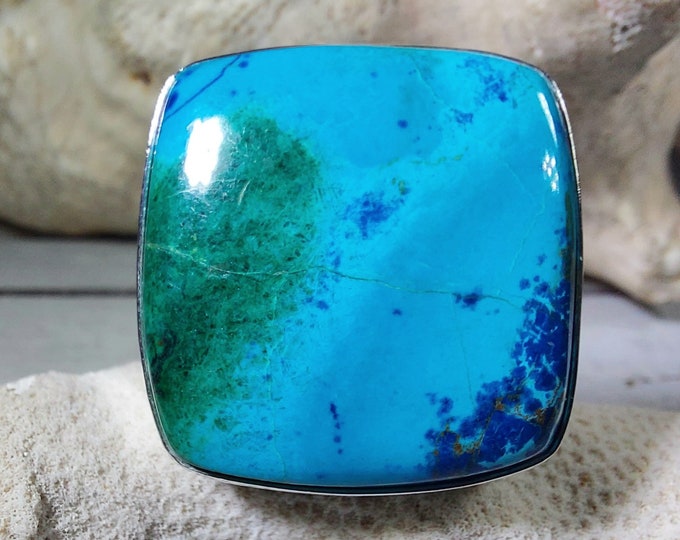 Natural Premium Grade Mesmerizing Shattuckite Handmade  Sterling Silver Ring Size 9 GL