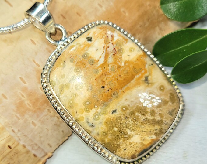 Ocean Jasper Pendant, Ocean Jasper Sterling Silver Pendant, Natural Ocean Jasper, Statement Pendant, Gift for Her, Multi Color Jasper, CO16