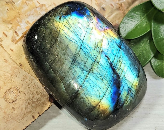 Natural Top Grade Multi-Flash Labradorite Cushion Cabochon 80ct 16 Grams 37mm x 26mm Wire Wrapping, Weaving or Pendant, Collector AF07