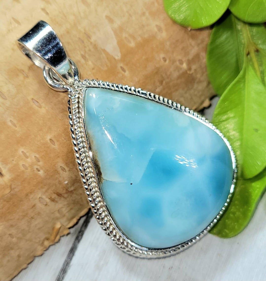 Larimar Pendant, Larimar Sterling Silver Pendant, Handmade Larimer