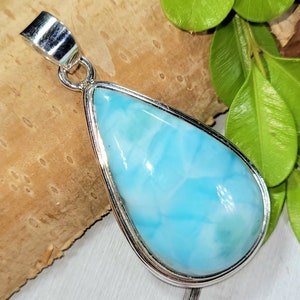 Pendentif En Argent Sterling 925 Avec Pierre Jaspe Océan Naturel - Fait Main Aux USA - Longueur 3 Pouces