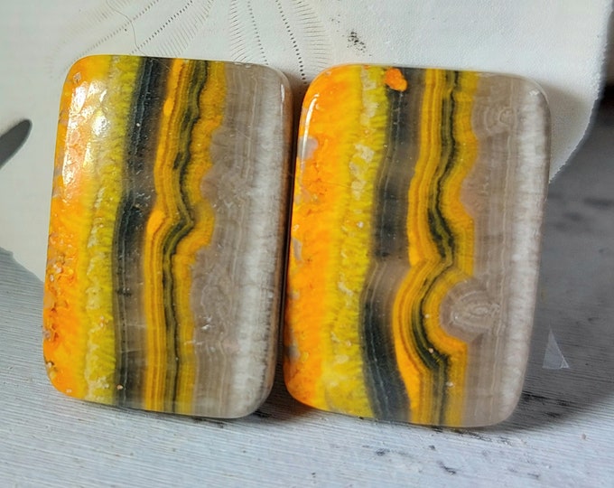 Bumblebee Jasper Set, Eclipse Jasper Cabochon, Landscape Pair Jasper Cabochon, Wire Wrapping, Weaving, Use for Pendant, GB24