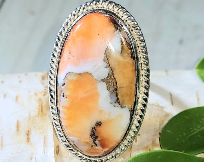 Natural Colorful Spiny Oyster Turquoise .925 Sterling Silver Ring Size 5.5,  Turquoise Ring, Gift for her, Gift for her, Boho Ring, 