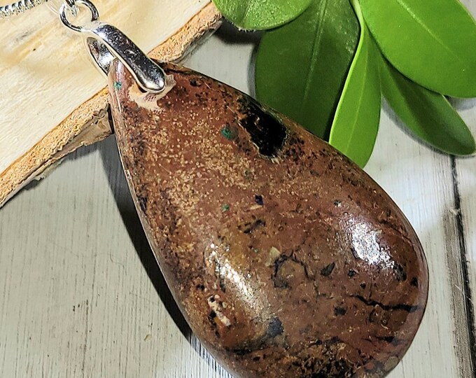 Natural AA Rare Zarinite Cabochon .925 Sterling Silver Pendant 1 5/8" x 3/4" EL31 Sterling Silver Bail