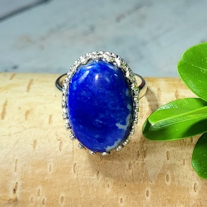 Lapis Lazuli Ring, Lapis Lazuli Sterling Silver Ring, Lapis Crown Prong Sterling Silver Ring, Size 6.5, Handmade Lapis Ring, FG11, Gift