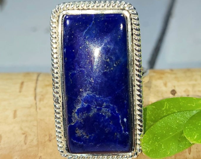 Lapis Lazuli Ring, Lapis Lazuli Sterling Silver Ring, Handmade Lapis Sterling Silver Ring, Size 8.25, Statement Ring, Gift for Her, FH