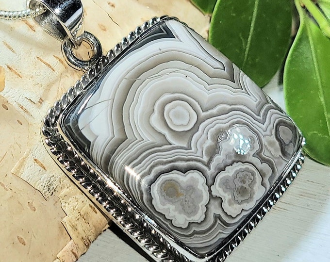 Natural AAA Crazy Lace Agate .925 Sterling Silver Pendant 12 Grams 1 1/2" x 1" EU11