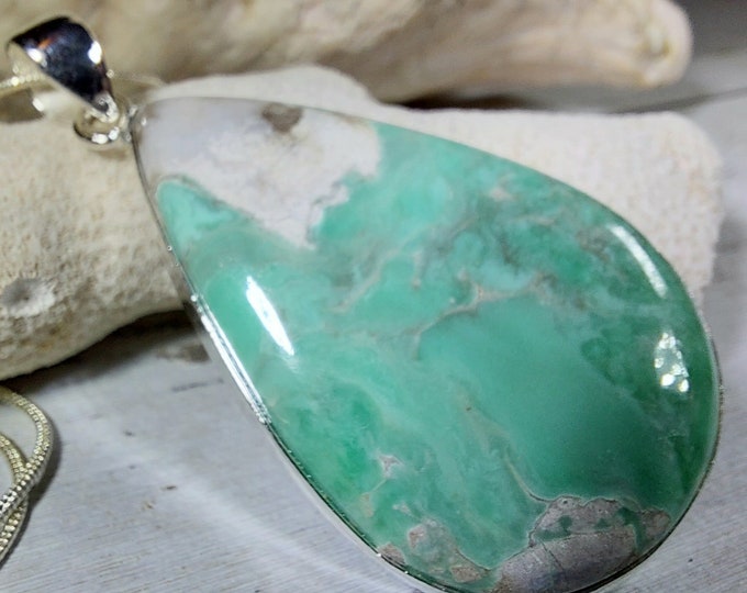 Natural Premium Variscite Pendant, .925 Sterling Silver Pendant, Statement Pendant, Boho Pendant, Quality Natural Stone, GN03