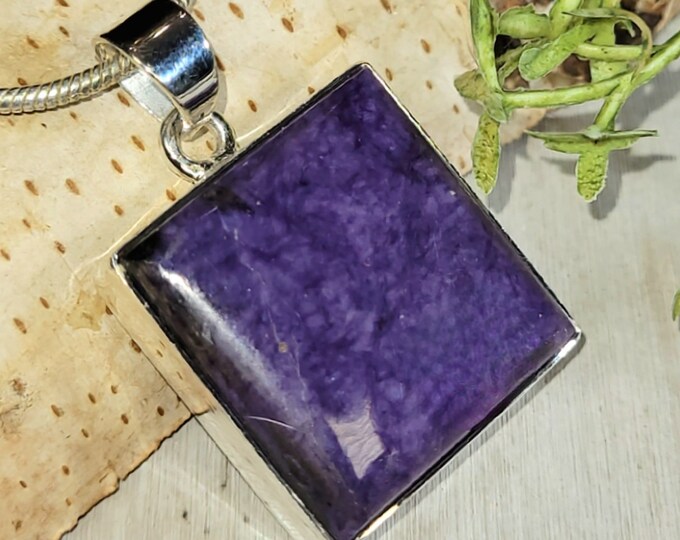 Charoite Pendant, Charoite Sterling Silver Pendant, Premium Grade Charoite Pendant, Statement Pendant, Gift for Her, Handmade Pendant, HE17