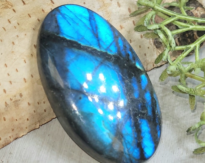Labradorite Cabochon, Labradorite Oval Cabochon, 77ct, Blue Labradorite Cabochon, Wire Wrapping, Weaving, Pendant, Gift for Her, HK01