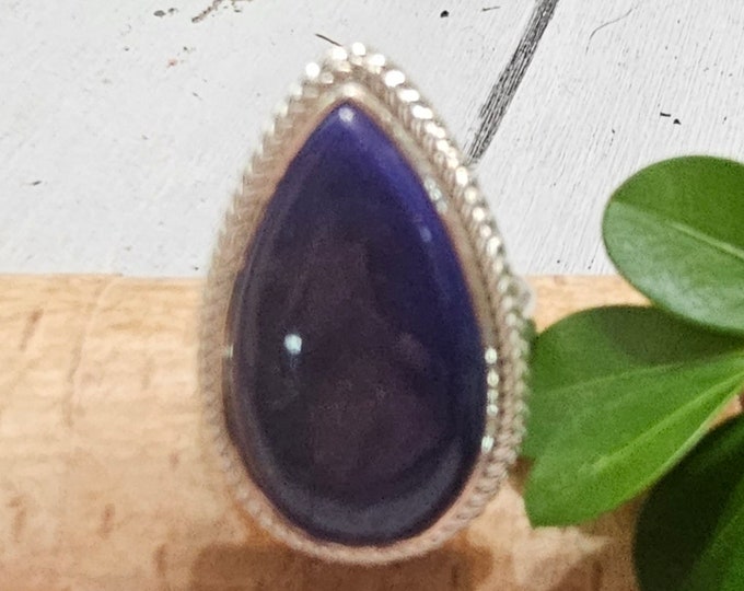 Lazuli Blue Lapis Ring, Lapis Sterling Silver Ring Size 6 Gift for Her, Handmade Ring, Statement Ring FV29