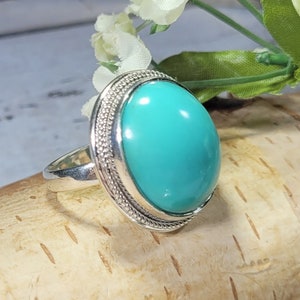 Blue Opalized Ring, Opalized Petrified Ring Size 9.5, Statement Ring, Boho Ring, Blue Opal Ring, Opalized Petrified Wood Ring,Opalized Ring