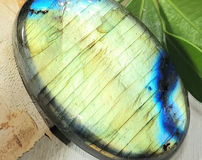 Natural High Grade Multi-Flash Labradorite Oval Cabochon 85ct 17 Grams 44mm x 38mm Wire Wrapping, Weaving or Pendant, Collector LD12
