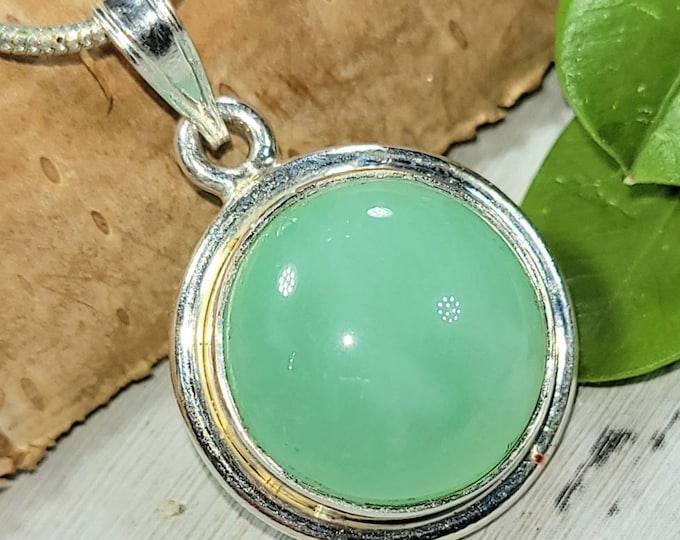Chrysoprase Pendant, Chrysoprase Sterling Silver Pendant, Handmade Chrysoprase Pendant, Statement Pendant, FL43