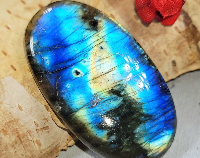 Natural Top Grade Multi-Flash Labradorite Oval Cabochon 35ct 7 Grams 36mm x 20mm Wire Wrapping, Weaving or Pendant, Collector DC14