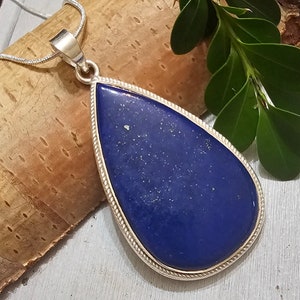 Lapis Lazuli Pendant, Lapis Sterling Silver Pendant, Handmade Pendant, Gift for Her, Statement Pendant, FV15