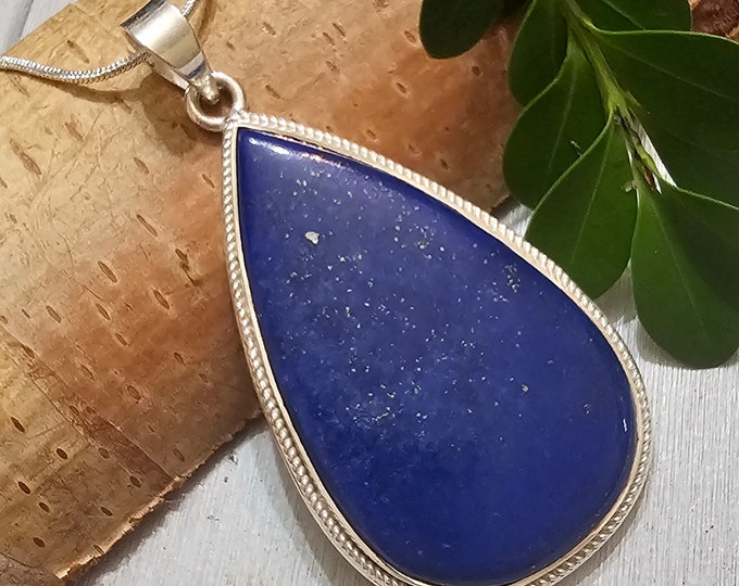 Lapis Lazuli Pendant, Lapis Sterling Silver Pendant, Handmade Pendant, Gift for Her, Statement Pendant, FV15