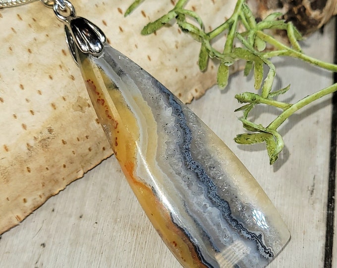 Crazy Lace Agate Pendant, Crazy Lace Agate Sterling Silver Pendant, Statement Agate Pendant, Gift for Her, Handmade Agate Pendant, HD24