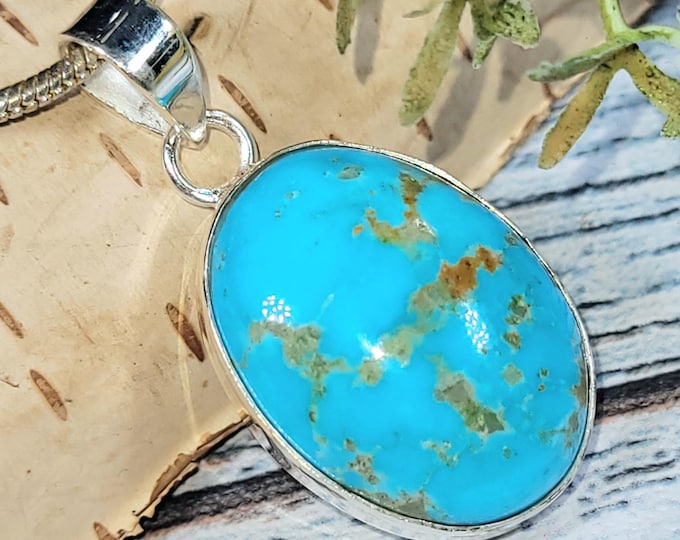 Arizona Turquoise Pendant, Arizona Turquoise Sterling Silver Pendant, Boho Pendant, JS10