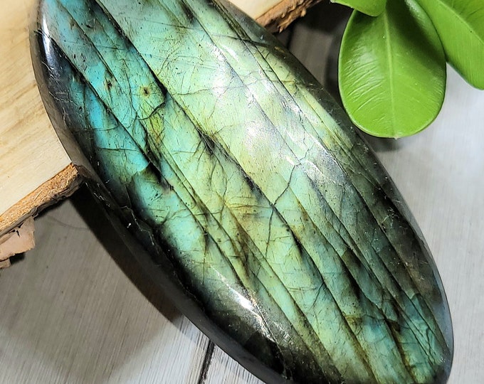 Natural Multi-Flash Labradorite Oval Cabochon 75ct 53mm x 25mm Wire Wrapping, Weaving or Pendant, Collector LB42