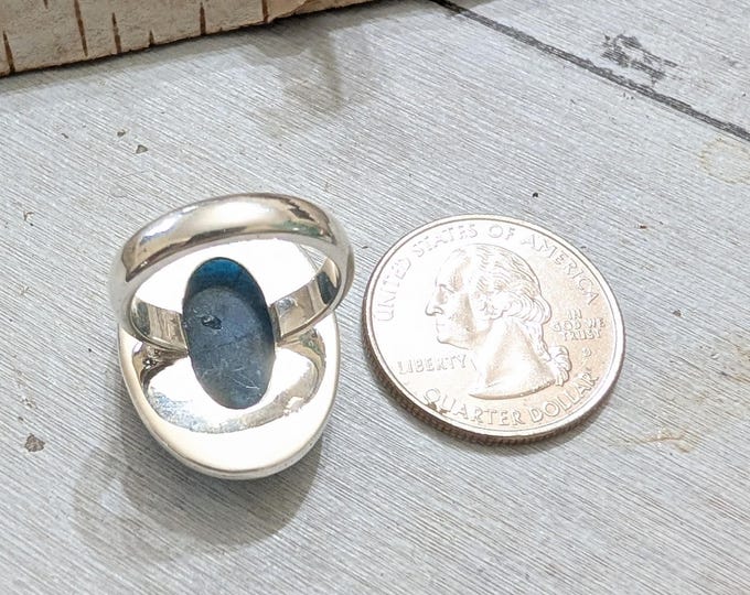 Handmade Apatite Sterling Silver Ring - Boho Gemstone Jewelry, Size 5 1/4
