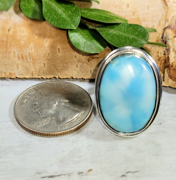 ラリマーリング、ドミニカ産ラリマースターリングシルバーリング